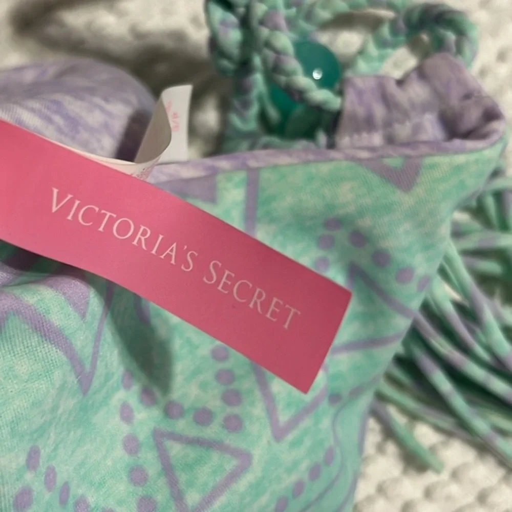 Victorias Secret Bikini Bottom Reversible Lavender Mint Aquamarine Womens Small - Picture 9 of 9
